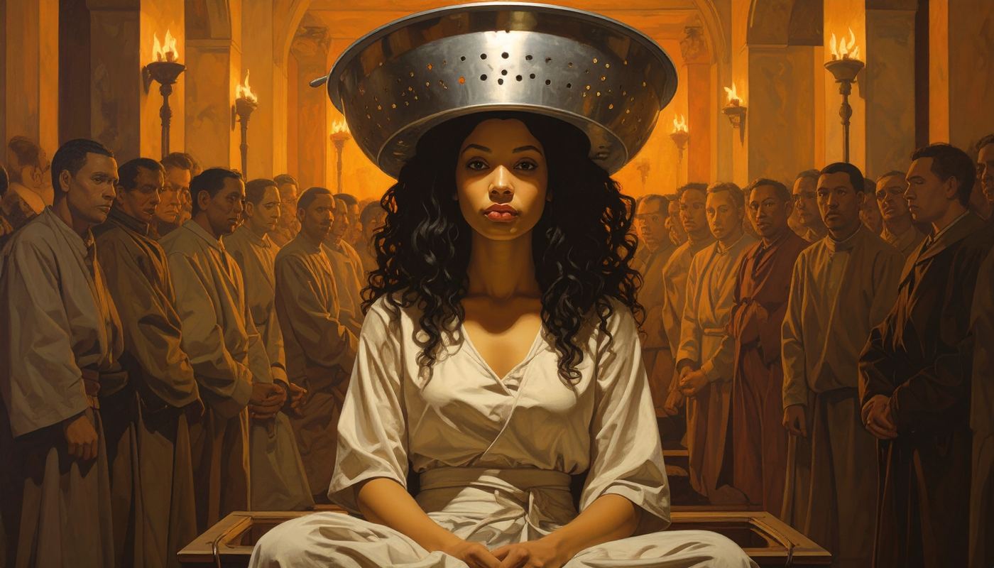 Lira wearing the Colander of Clarity